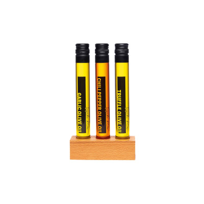 4 - Delige luxe olijfolie giftbox "I olive you" met beukenhouten houder - TUBES Gifts