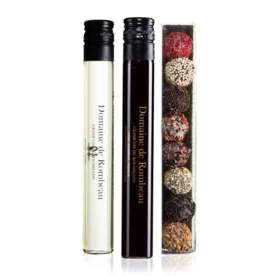 Wijnproeverij cadeau met 2 wijnen en 8 chocolade truffels - TUBES Gifts